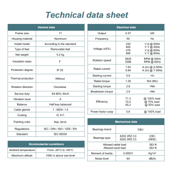 Silnik elektryczny 0,37kW 2800 obr/min. 71B5